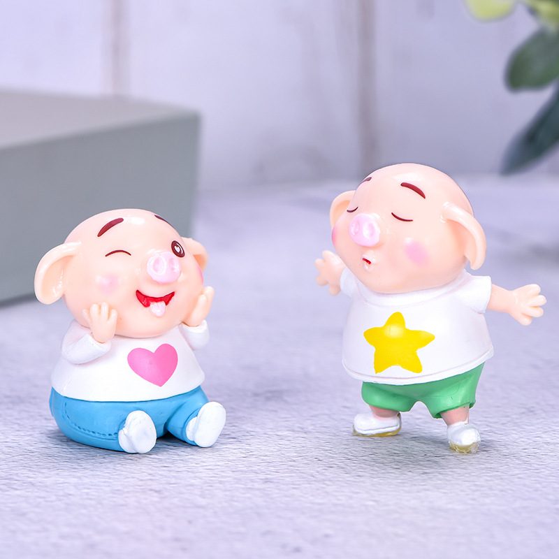 Cute Resin Pig Doll Toys Fairy Garden Decoration Miniture Fairy Garden Accessories Supplies Pot Bonsai Moss Fairy Garden Micro Landscape Miniature Garden Terrariums Fairy Garden Figurine Kits Items Auto Interior Decoration